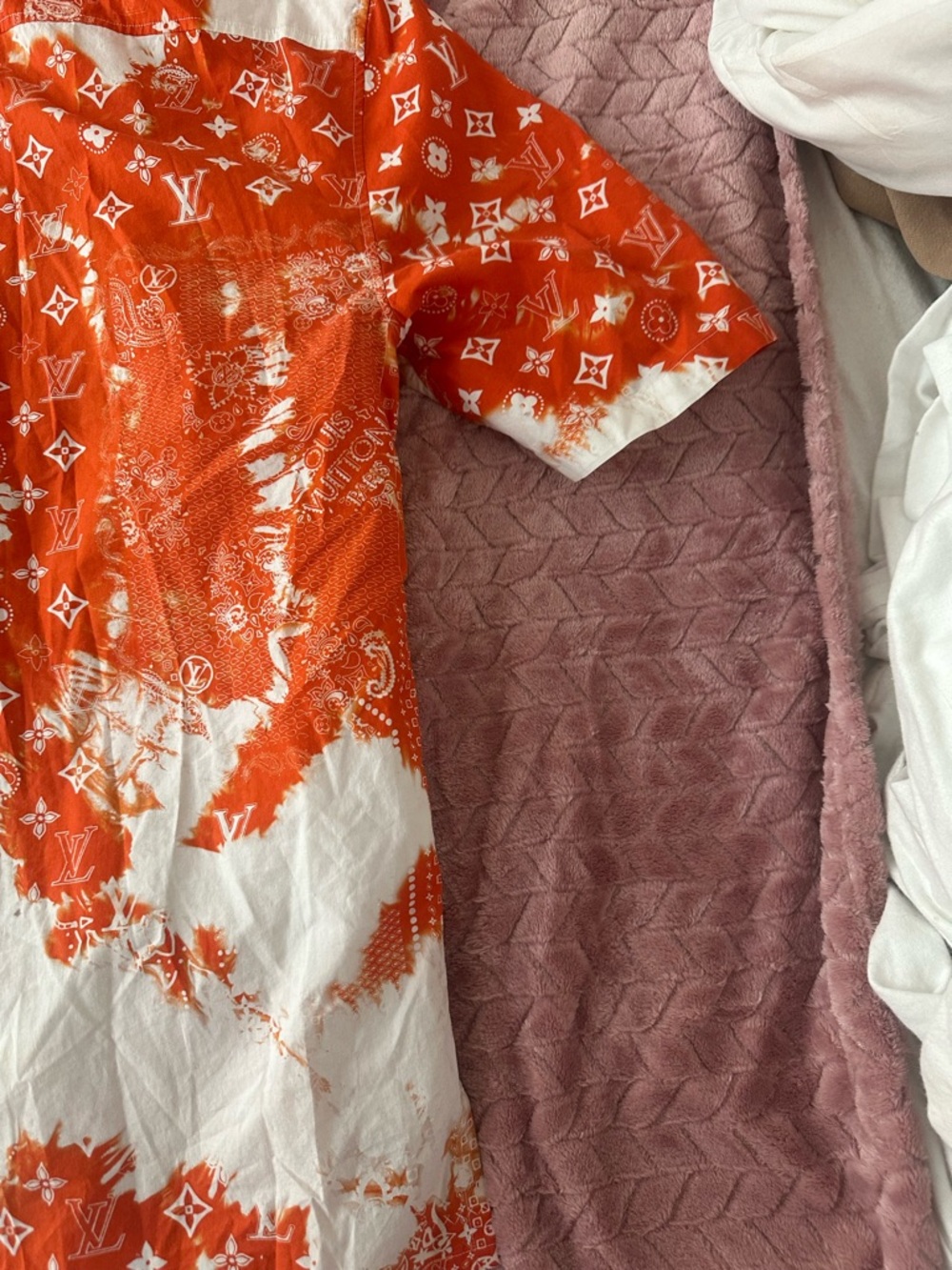Louis Vuitton Orange and White Tie-Dye Button Down Shirt - Picture 10 of 14